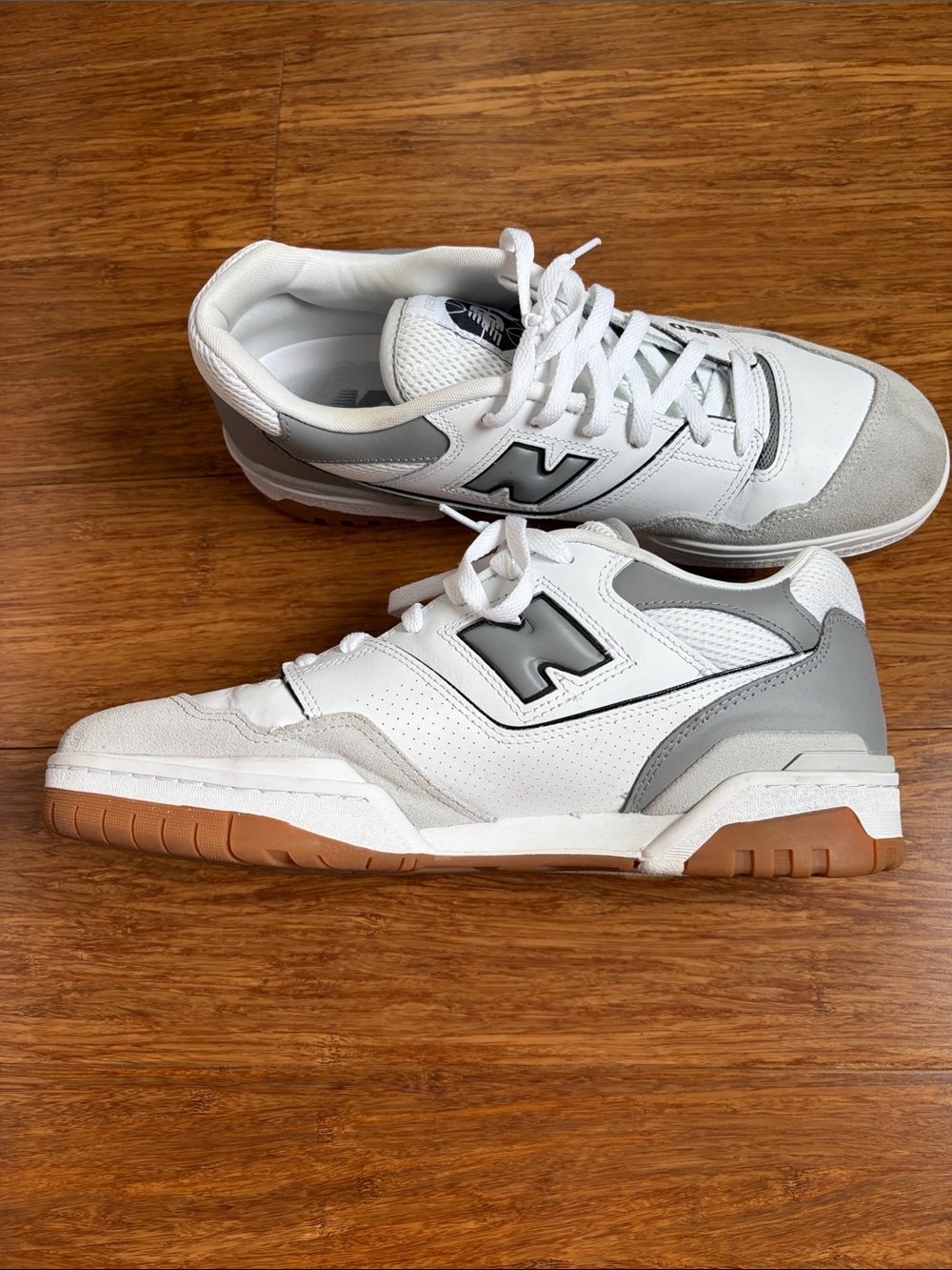 New Balance 550 White, Gray & Gum Low-Top Sneakers - Picture 3 of 8